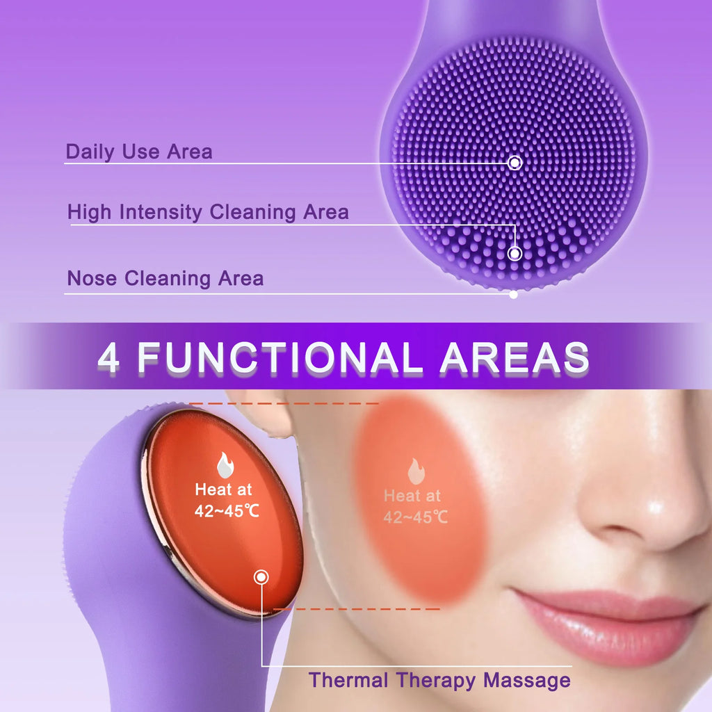 Sonic Warming Facial Cleansing Brush – Deep Pore Cleansing & Skin Rejuvenation