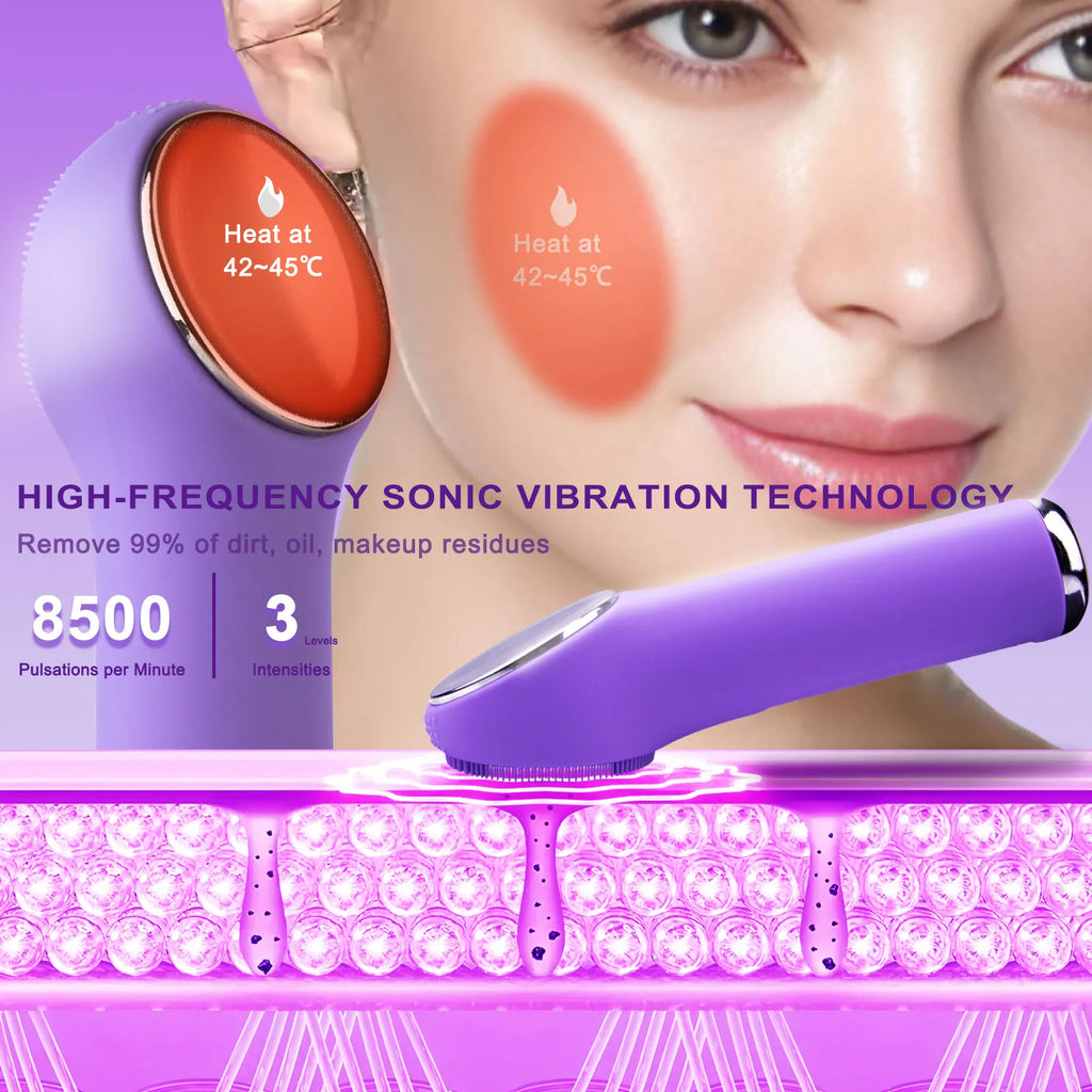 Sonic Warming Facial Cleansing Brush – Deep Pore Cleansing & Skin Rejuvenation